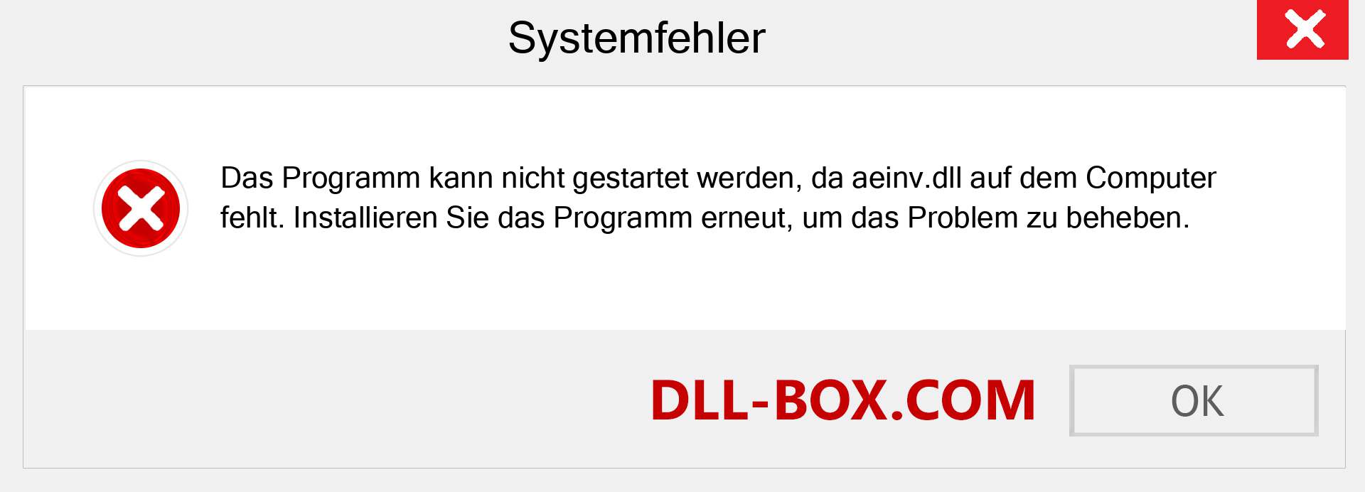 aeinv.dll-Datei fehlt?. Download für Windows 7, 8, 10 - Fix aeinv dll Missing Error unter Windows, Fotos, Bildern